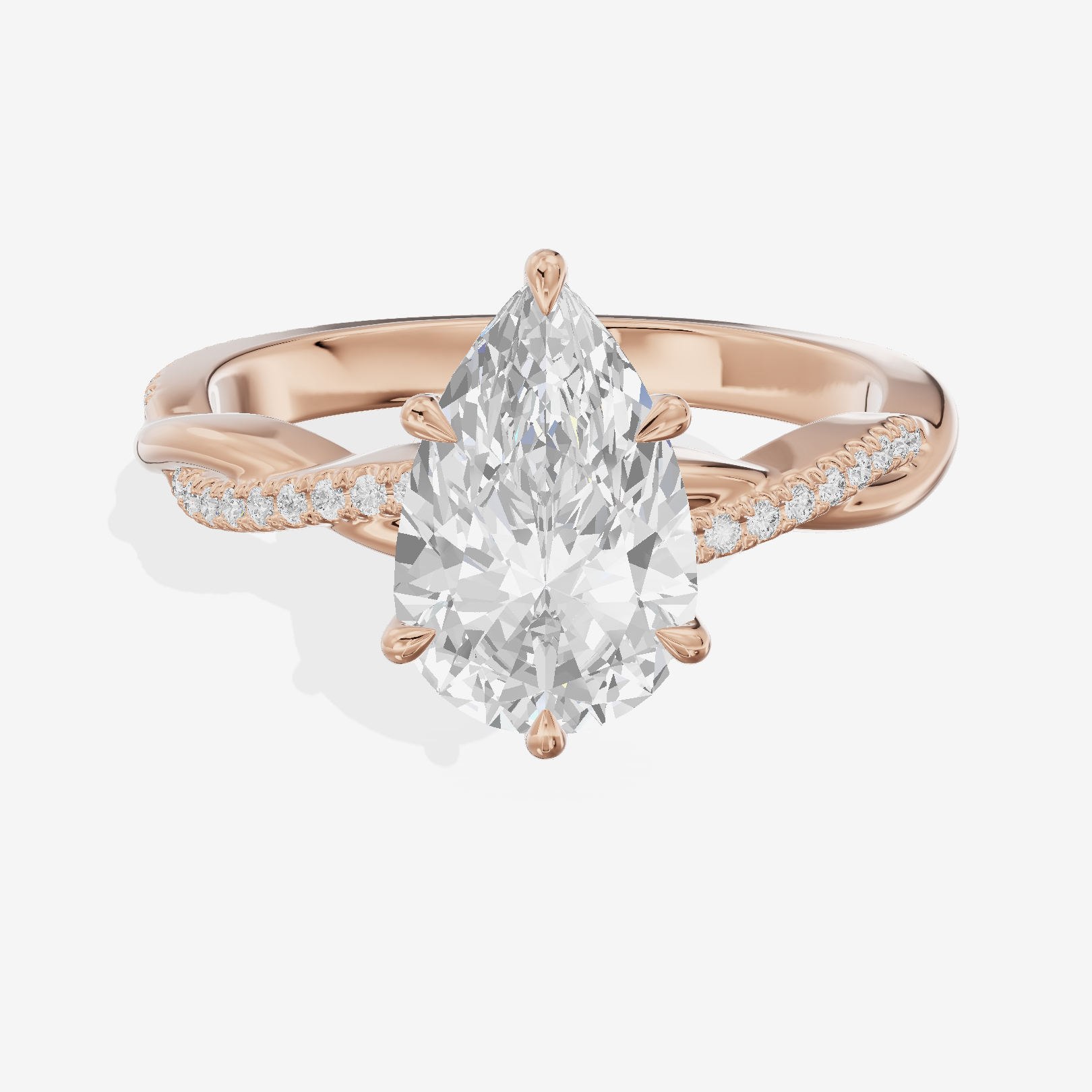 Petite Lumera Pear Pavé Engagement Ring (1/8 ct. tw.) in 14K Rose Gold