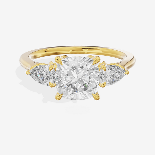 Modern Sincere Three Stone Cushion Engagement Ring (1/2 ct. tw.) in 14K Yellow Gold
