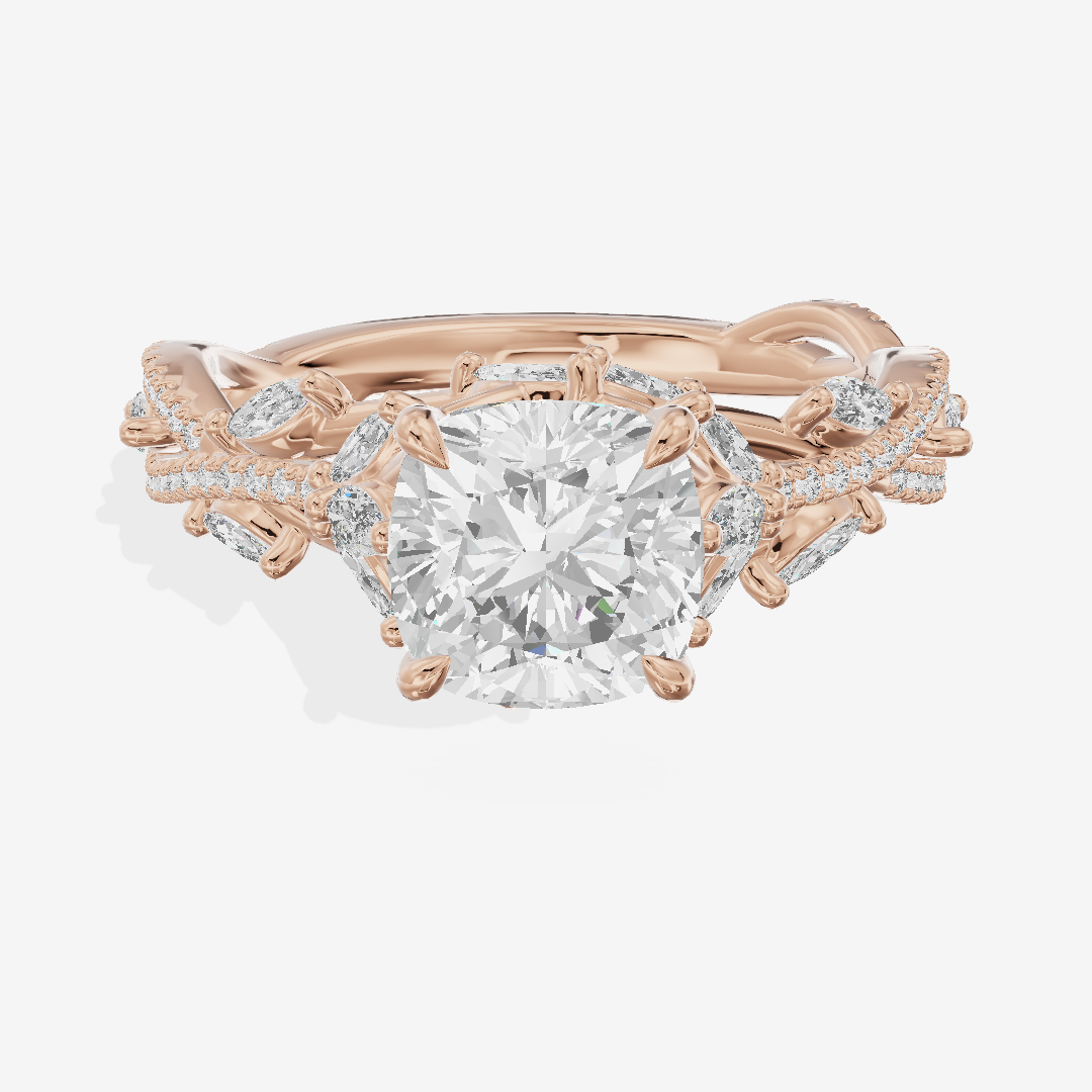 Luxe Promezza Cushion Engagement Ring with Side Stones (1/2 ct. tw.) in 14K Rose Gold