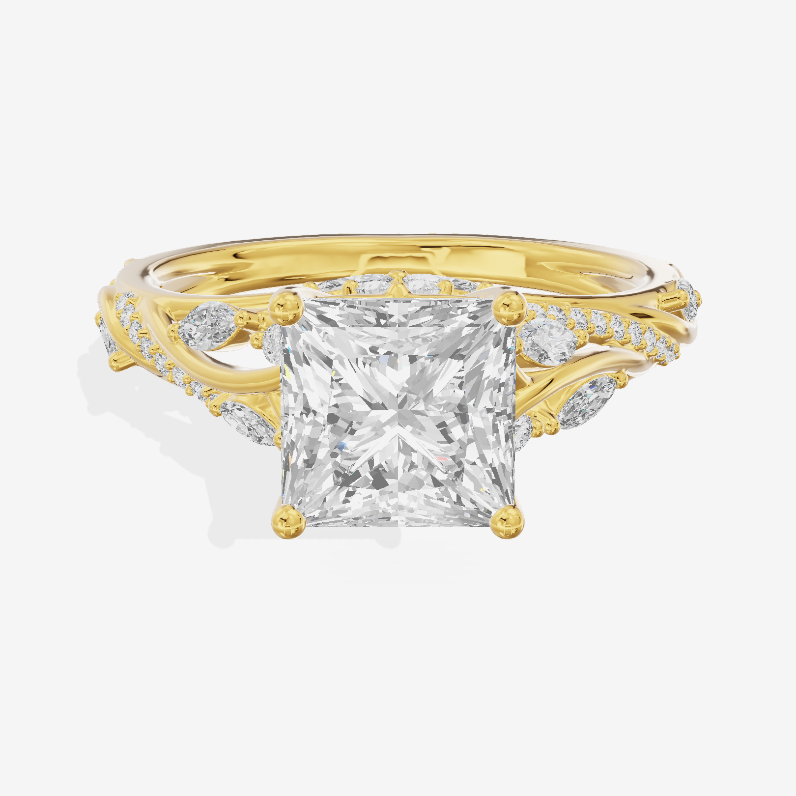 Twined Lumera Princess Twisted Engagement Ring (1/2 ct. tw.) in 18K Yellow Gold
