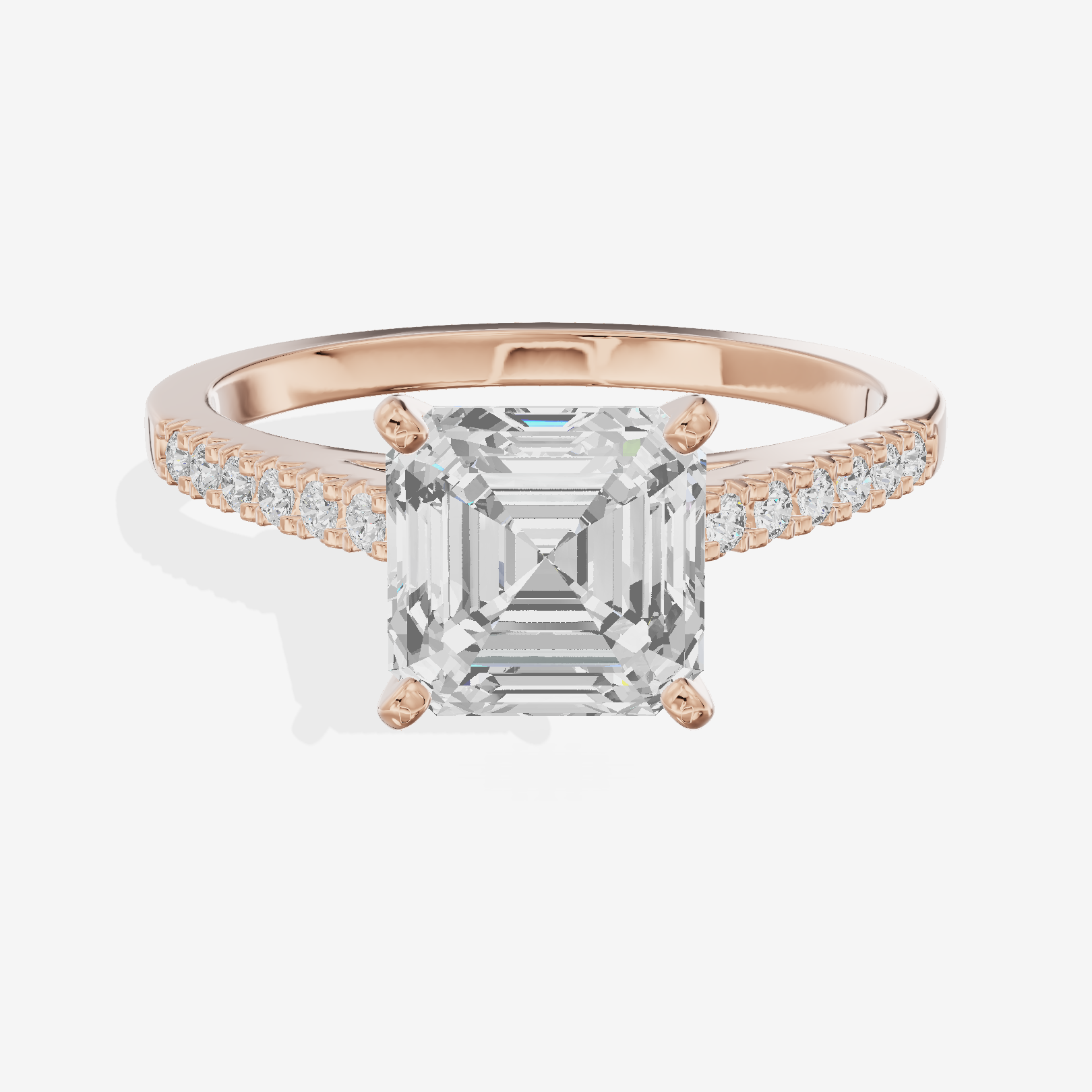 Sworn Vowsae Asscher Engagement Ring with Side Stones (1/10 ct. tw.) in 18K Rose Gold