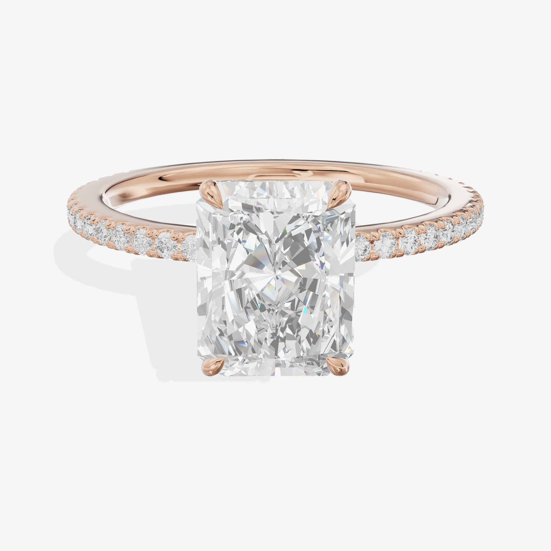 Petite Cherubine Radiant Engagement Ring with Side Stones (1/3 ct. tw.) in 18K Rose Gold