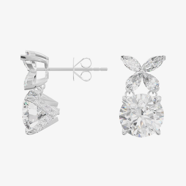 Marquise Petal Cluster Drop Earrings (2.1 ct. tw.) in 18K White Gold