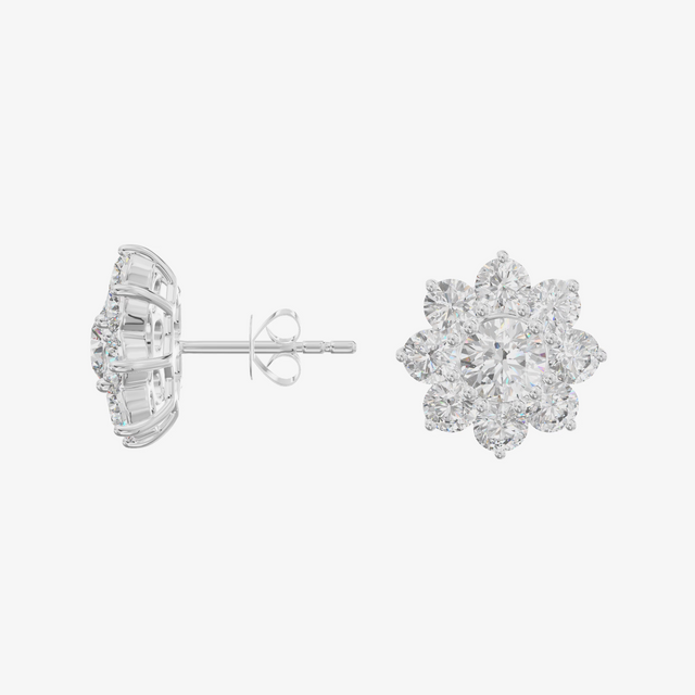 Flower Cluster Halo Stud Earrings (3.25 ct. tw.) in 18K White Gold