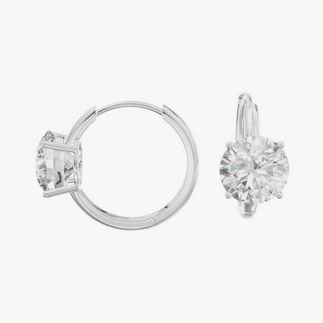 Round Drop Huggie Hoop Earrings (1.07 ct. tw.) in 18K White Gold