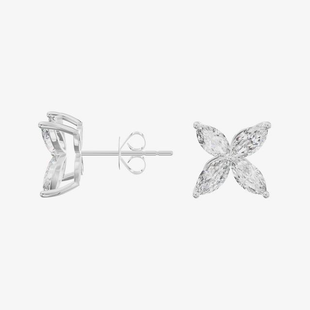 Four Marquise Cluster Stud Earrings (2/3 ct. tw.) in 18K White Gold