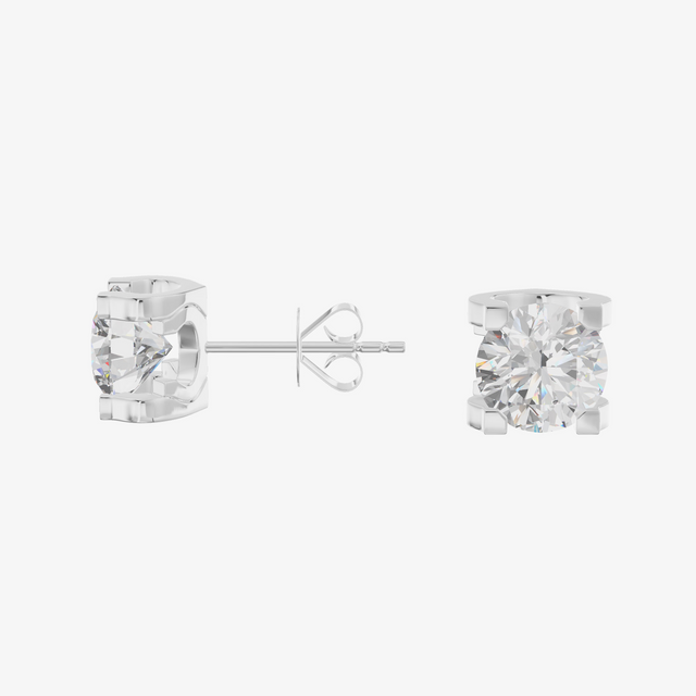 Basket Round Stud Earrings (1.08 ct. tw.) in 18K White Gold