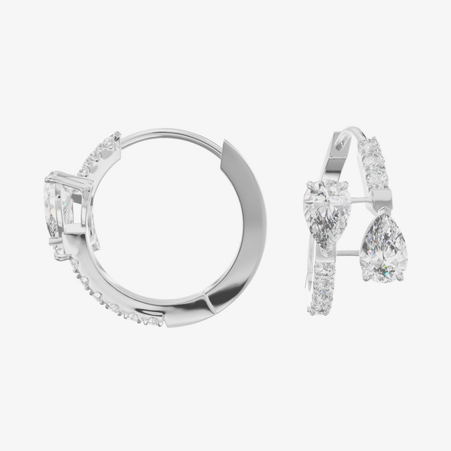 Pavé Hoop with Pear Drop Earrings (1.9 ct. tw.) in 18K White Gold