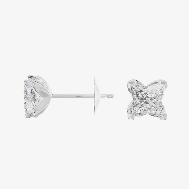 Clover Cut Solitaire Stud Earrings (2.05 ct. tw.) in 18K White Gold