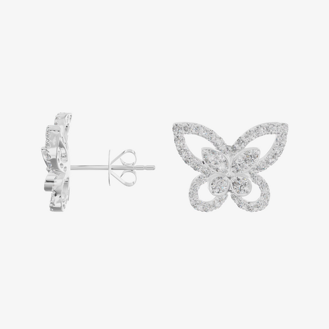 Pavé Openwork Butterfly Stud Earrings (3/4 ct. tw.) in Platinum