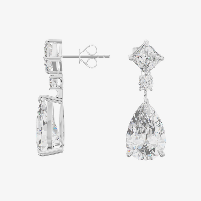 Kite and Pear Drop Earrings (3.02 ct. tw.) in 18K White Gold