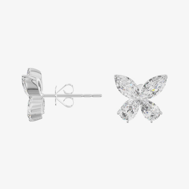 Butterfly Cluster Stud Earrings (1.58 ct. tw.) in 18K White Gold