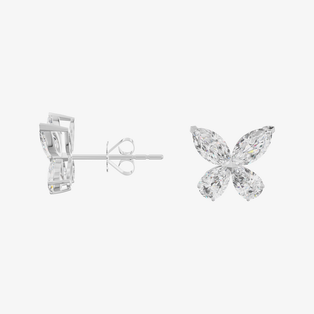 Butterfly Cluster Stud Earrings (1/2 ct. tw.) in 18K White Gold