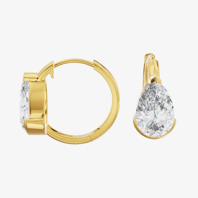 Pear Drop Huggie Hoop Earrings (1.03 ct.) in 18K White Gold
