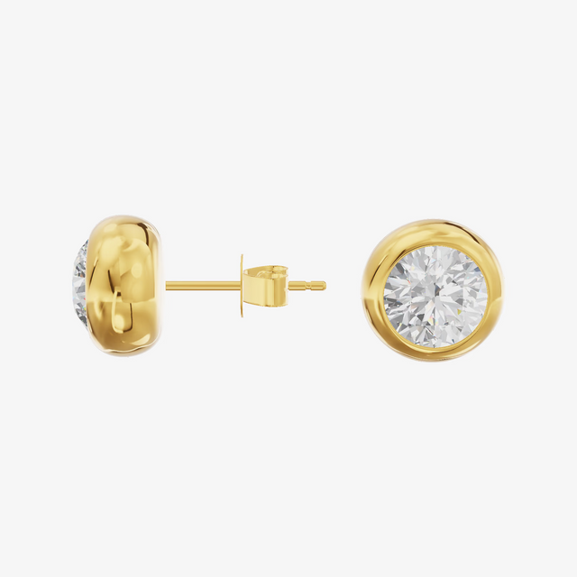 Bezel Round Stud Earrings (1.36 ct. tw.) in 18K Yellow Gold
