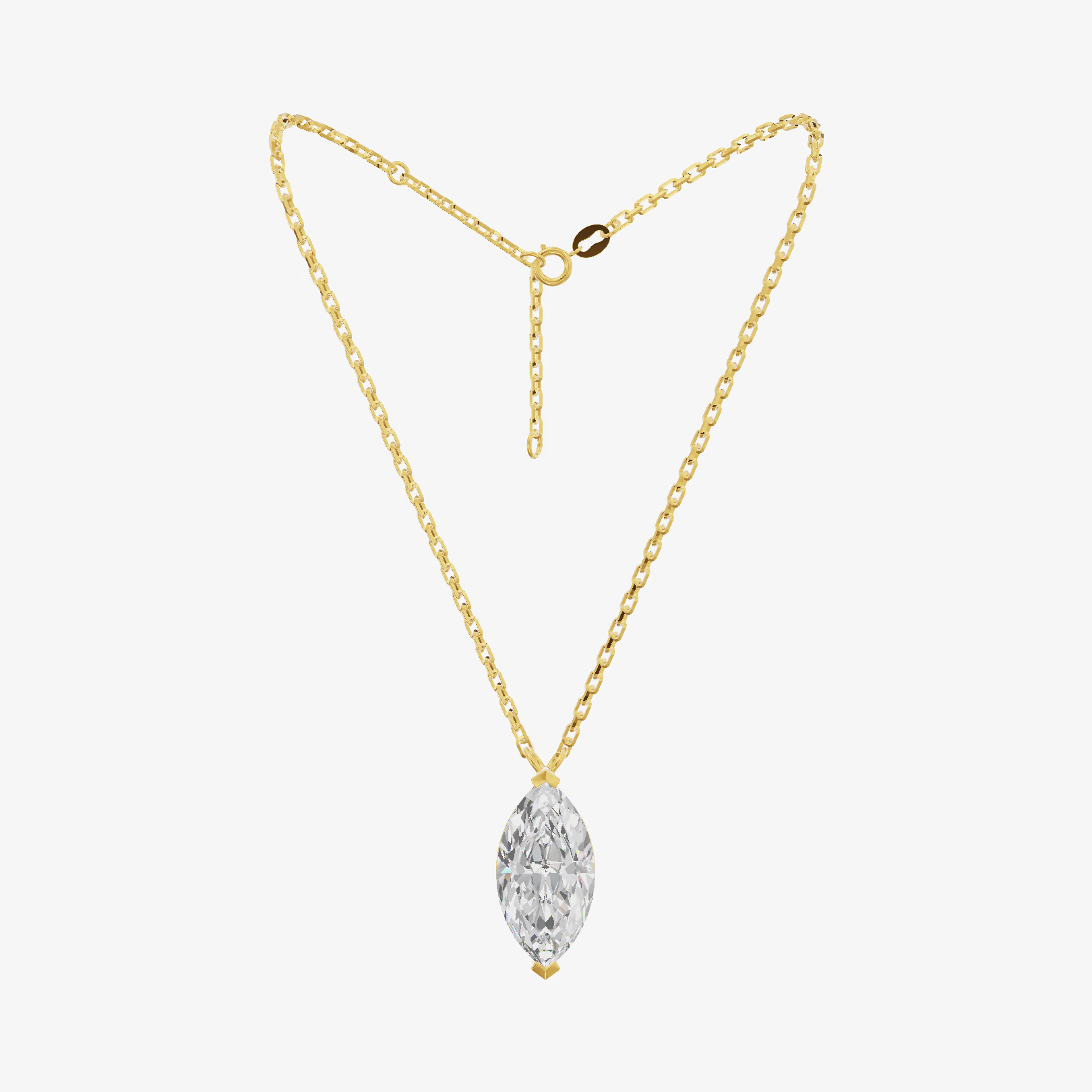 Floating Marquise Solitaire Pendant (1.01 ct.) in 18K Yellow Gold