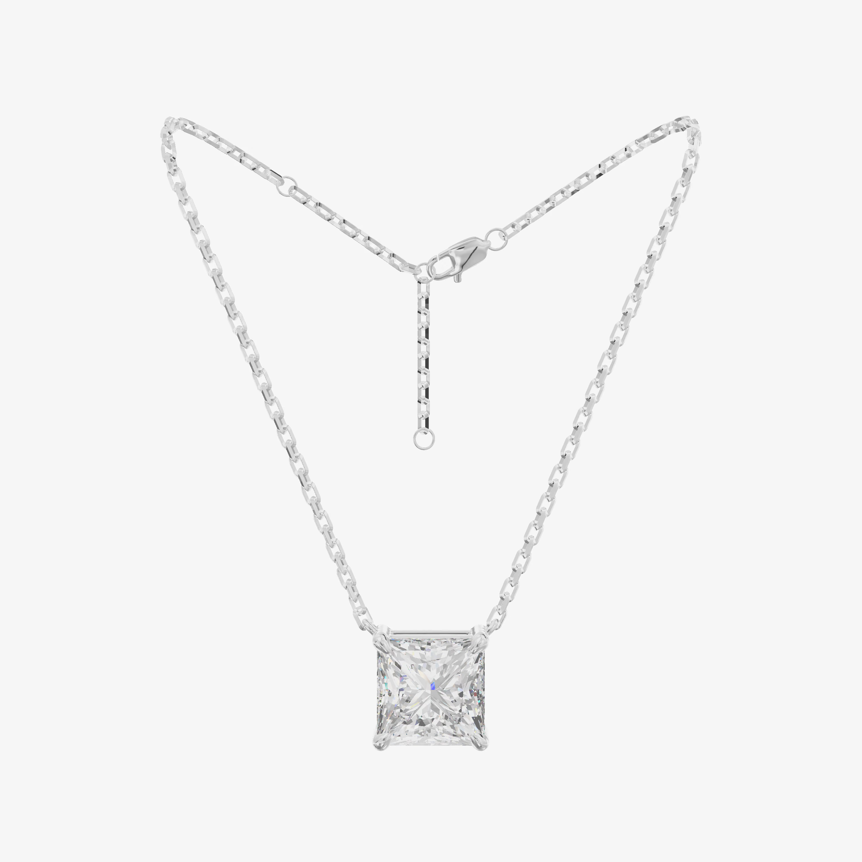 Basket Princess Solitaire Pendant (1.04 ct.) in 18K White Gold