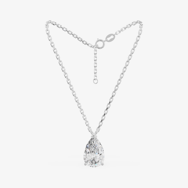 Floating Pear Solitaire Pendant (1 ct.) in 18K White Gold