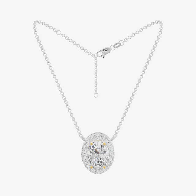 Oval Necklace (1.07 ct. tw.) in 18K White Gold