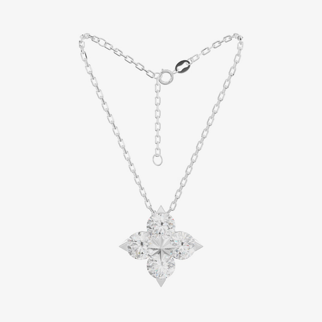 Clover Star Cluster Pendant (1/2 ct. tw.) in 18K White Gold