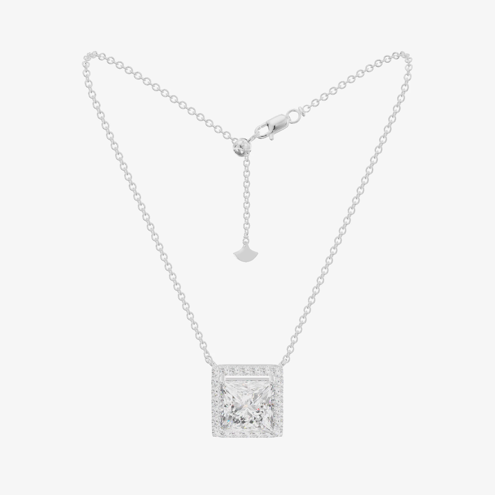 Pavé Halo Princess Pendant (1.03 ct. tw.) in 18K White Gold