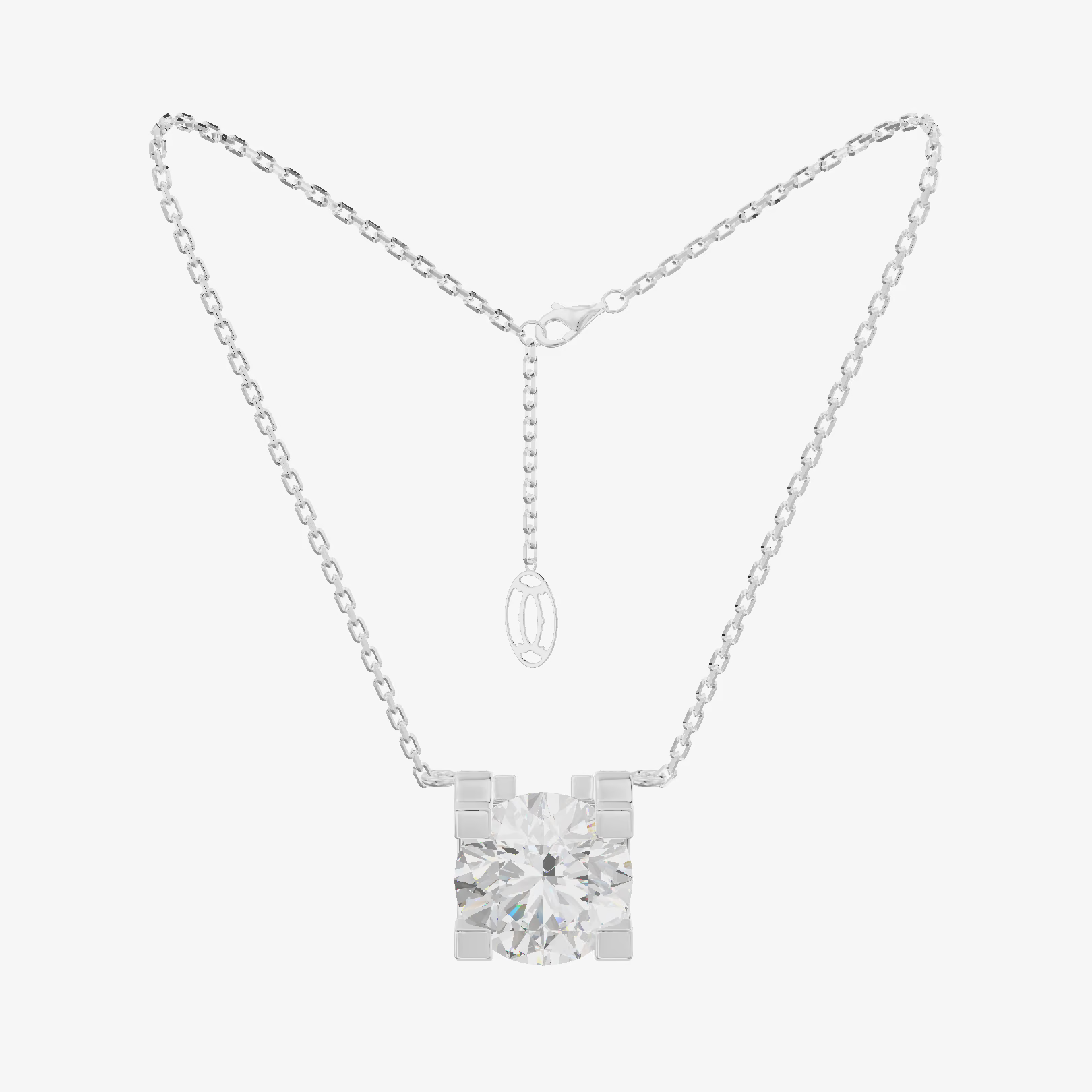 Basket Round Solitaire Pendant (1/2 ct.) in 18K White Gold