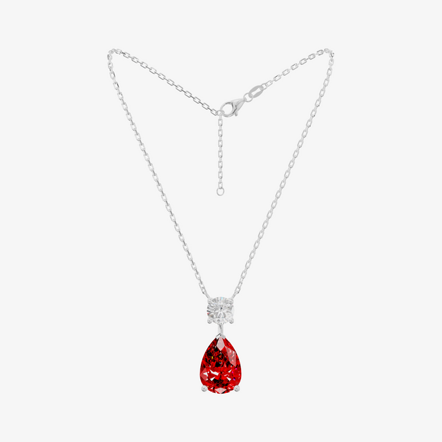 Round and Pear Gemstone Drop Pendant (1.47 ct. tw.) in 18K White Gold