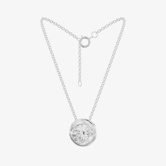 Bezel Round Solitaire Pendant (1 ct.) in 18K White Gold