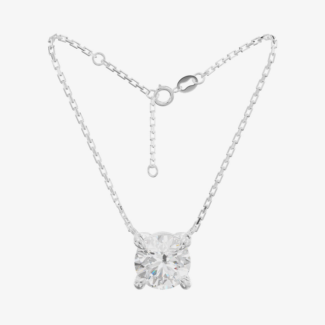 Basket Round Solitaire Pendant (1/2 ct.) in 18K White Gold