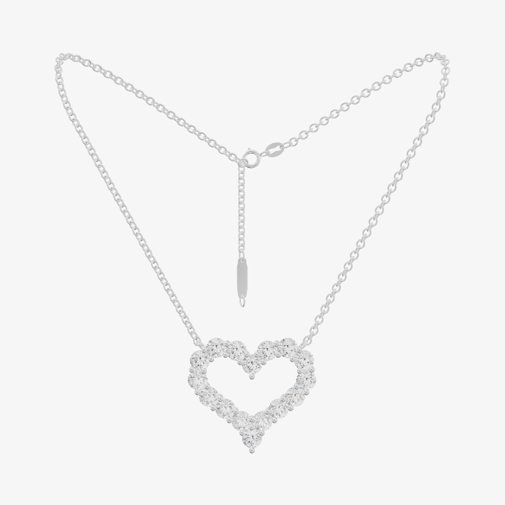 Open Heart Pavé Pendant (5/8 ct. tw.) in 18K White Gold