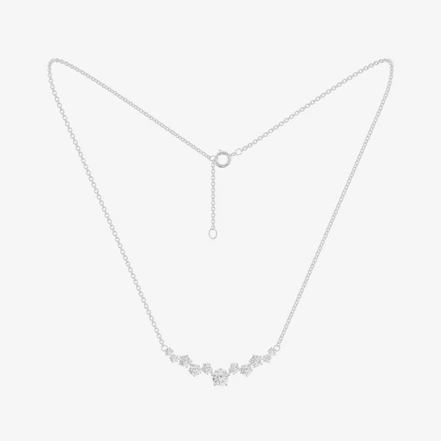 Graduated Round Curved Bar Necklace (1/6 ct. tw.) in 18K White Gold