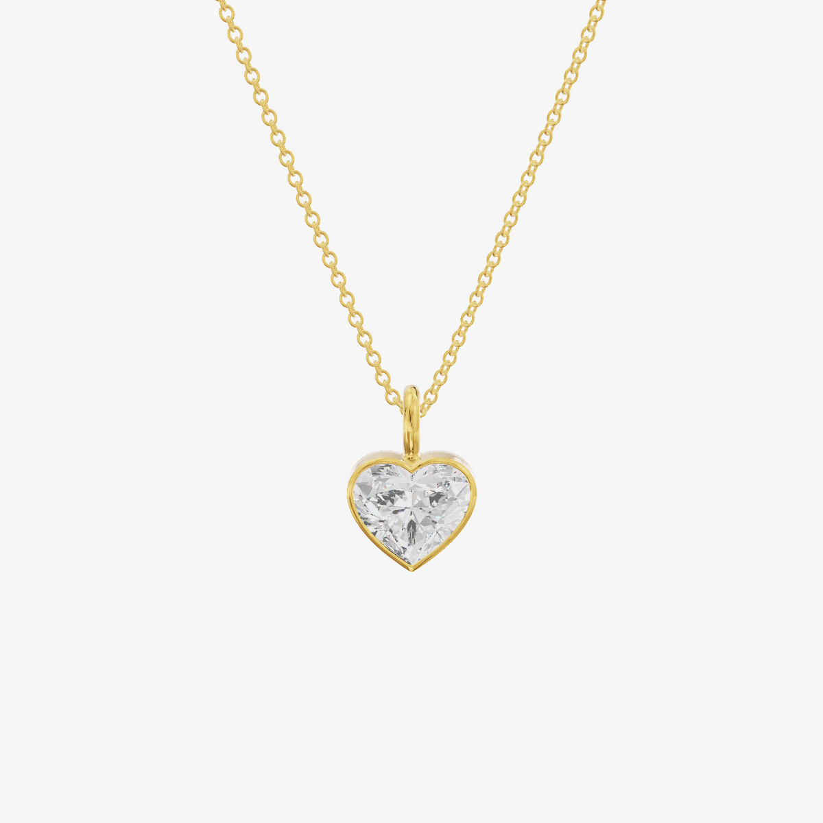 Bezel Heart Pendant (1.1 ct.) in 18K Yellow Gold