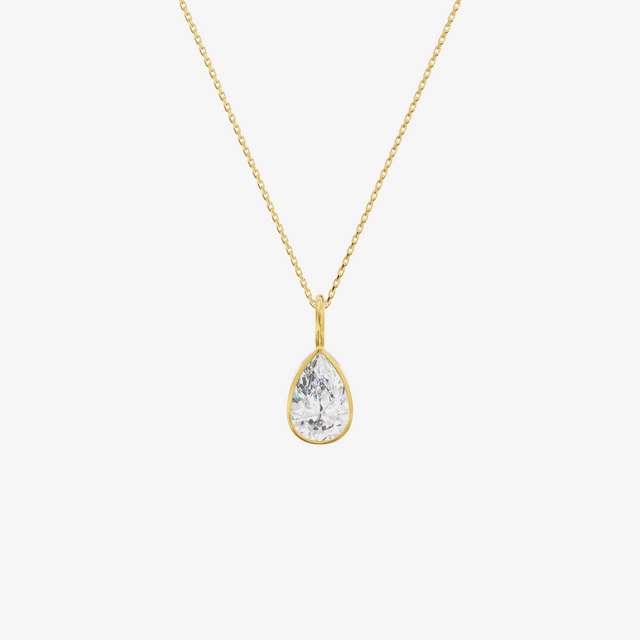Bezel Pear Solitaire Pendant (1.06 ct.) in 18K Yellow Gold