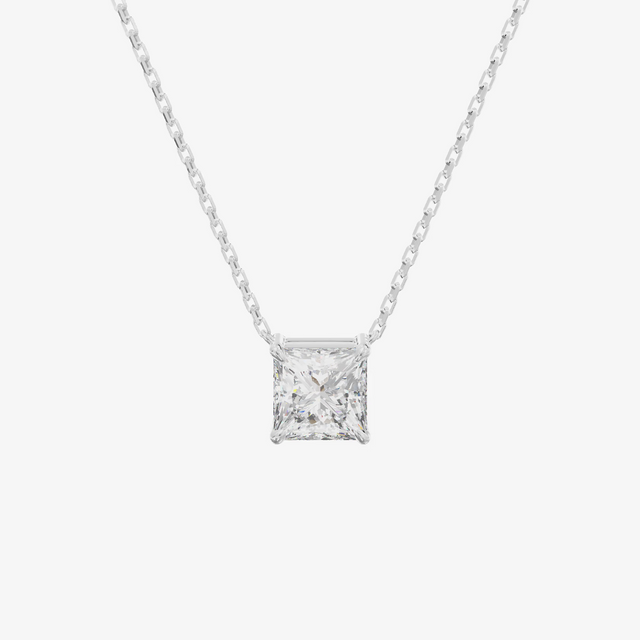 Basket Princess Solitaire Pendant (1.04 ct.) in 18K White Gold