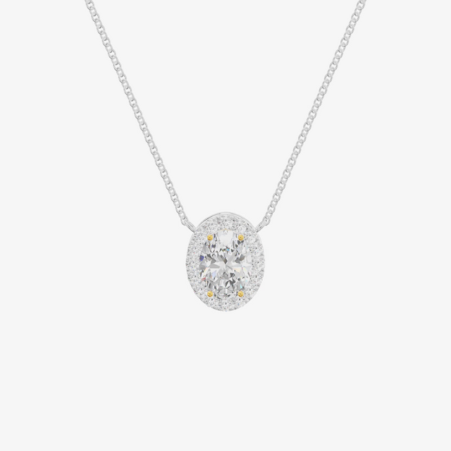 Oval Necklace (1.07 ct. tw.) in 18K White Gold