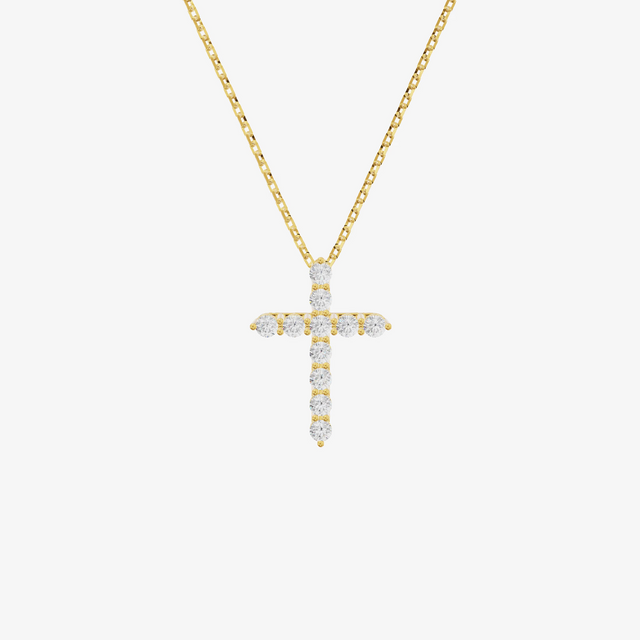 Pavé Cross Pendant (1/2 ct. tw.) in 18K Yellow Gold