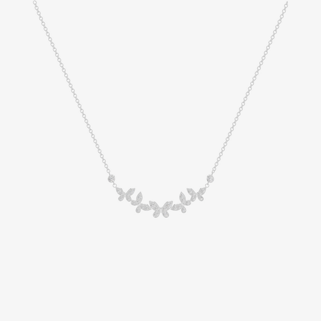Vine Marquise Leaf Curved Bar Necklace (1/4 ct. tw.) in 18K White Gold