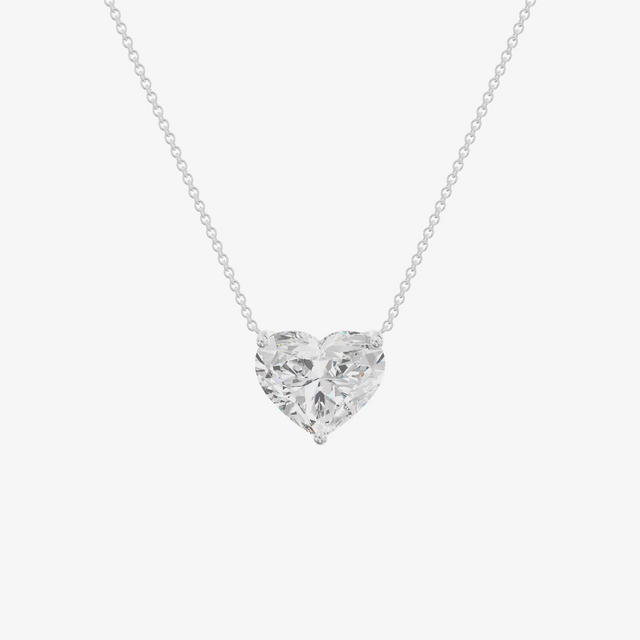 Floating Heart Solitaire Pendant (2.15 ct.) in 18K White Gold