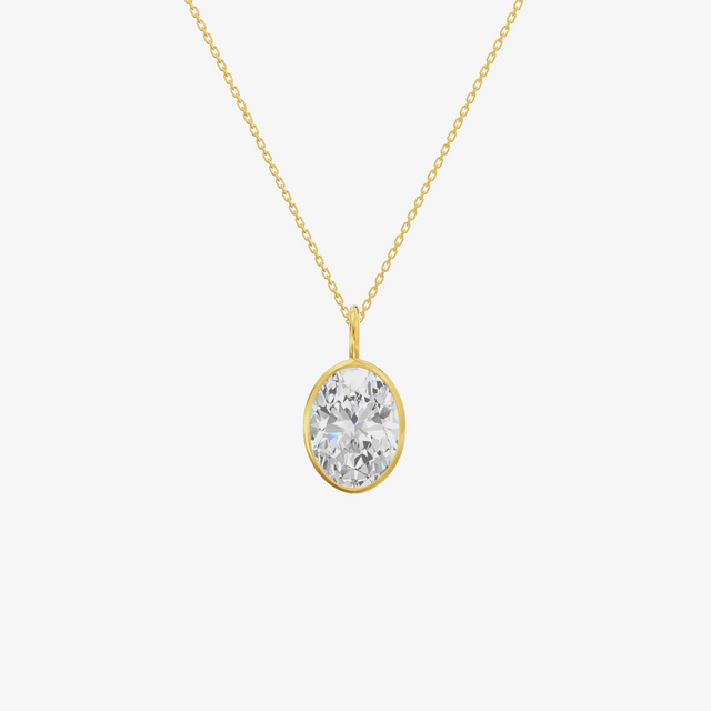 Bezel Oval Solitaire Pendant (1.32 ct.) in 18K Yellow Gold