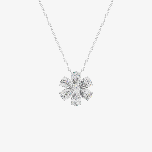 Six Pear Petal Flower Pendant (1.25 ct. tw.) in 18K White Gold