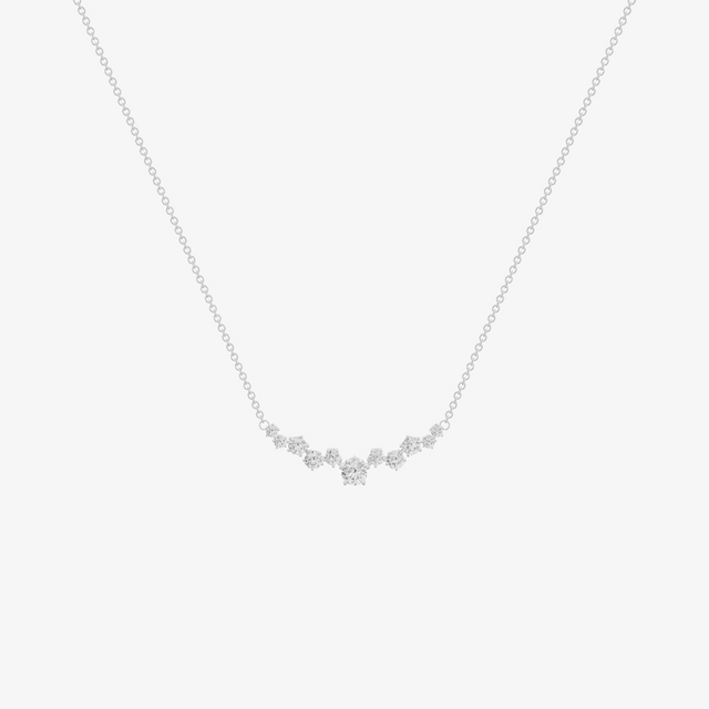 Graduated Round Curved Bar Necklace (1/6 ct. tw.) in 18K White Gold