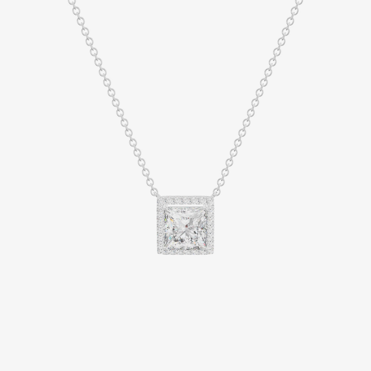 Pavé Halo Princess Pendant (1.03 ct. tw.) in 18K White Gold