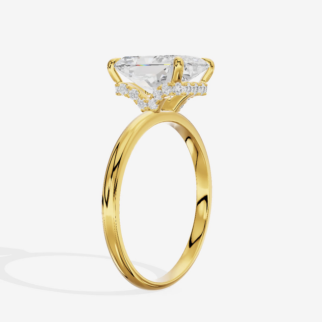 East-West Hidden Halo Radiant Engagement Ring (2.56 ct. tw.) in 18K Yellow Gold