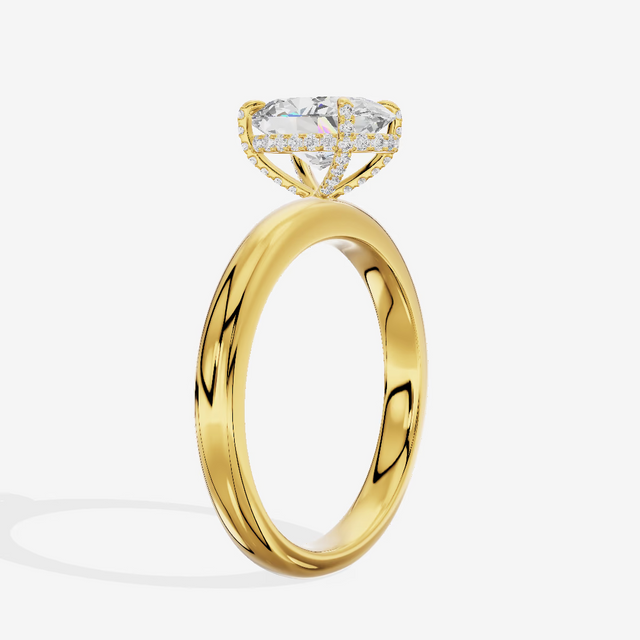 East-West Hidden Halo Oval Engagement Ring (5.09 ct. tw.) in 18K Yellow Gold