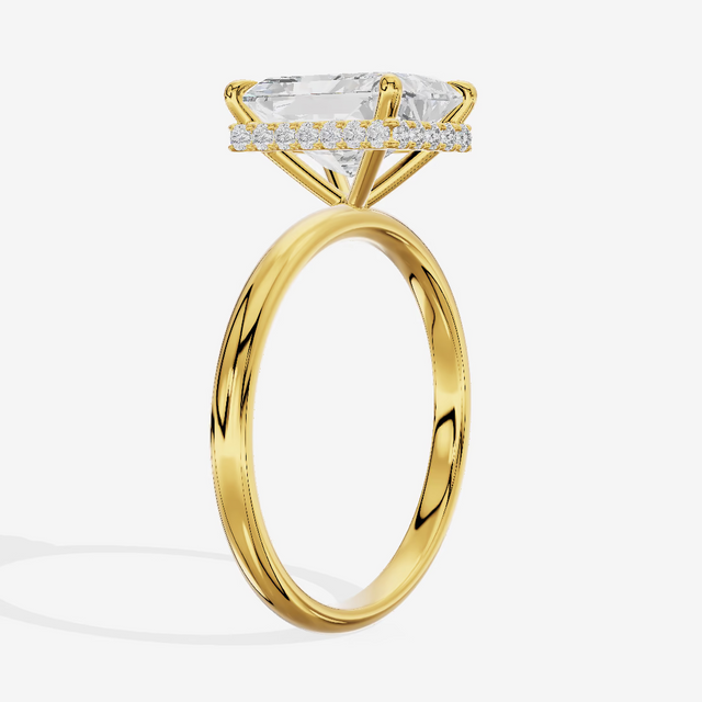 Hidden Halo Radiant Engagement Ring (3.45 ct. tw.) in 18K Yellow Gold