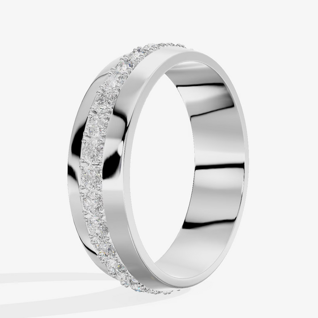 Three Row Pavé Wide Wedding Band (1.11 ct. tw.) in 18K White Gold