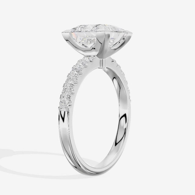Solitaire Pavé Princess Engagement Ring (2.06 ct. tw.) in Platinum