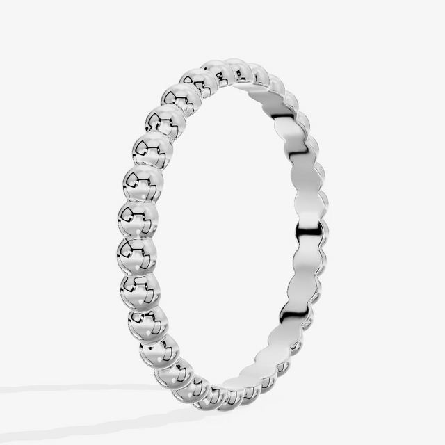Beaded Gold Band in 18K White Gold