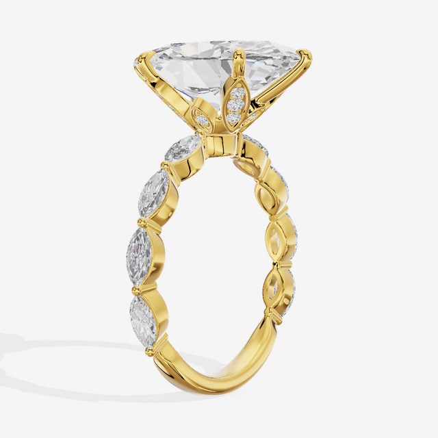 Marquise Accent Hidden Halo Marquise Engagement Ring (5.02 ct. tw.) in 18K Yellow Gold