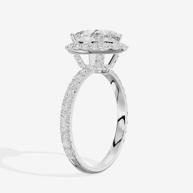Halo Pavé Oval Engagement Ring (2.04 ct. tw.) in 18K White Gold